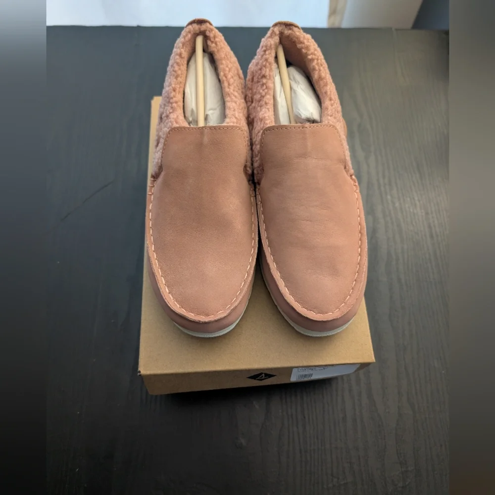 Sperry Women’s Moc-Sider Rose Leather Teddy Hybrid Boat Shoe M7 NIB - Picture 5 of 13